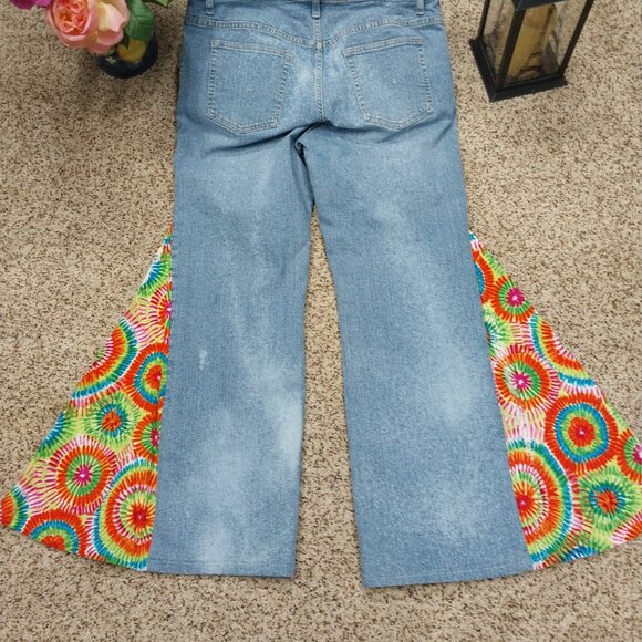 3327 Size 12 Sonoma Upcycled Bleach Dyed Bell-Bottoms. - Picture 4 of 6
